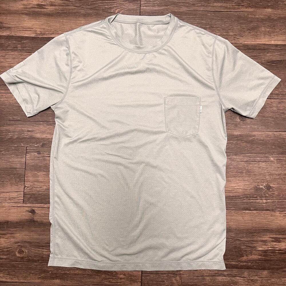 Vuori Tradewind Pocket Performance Tee Sea Glass Heather Active Running Shirt S